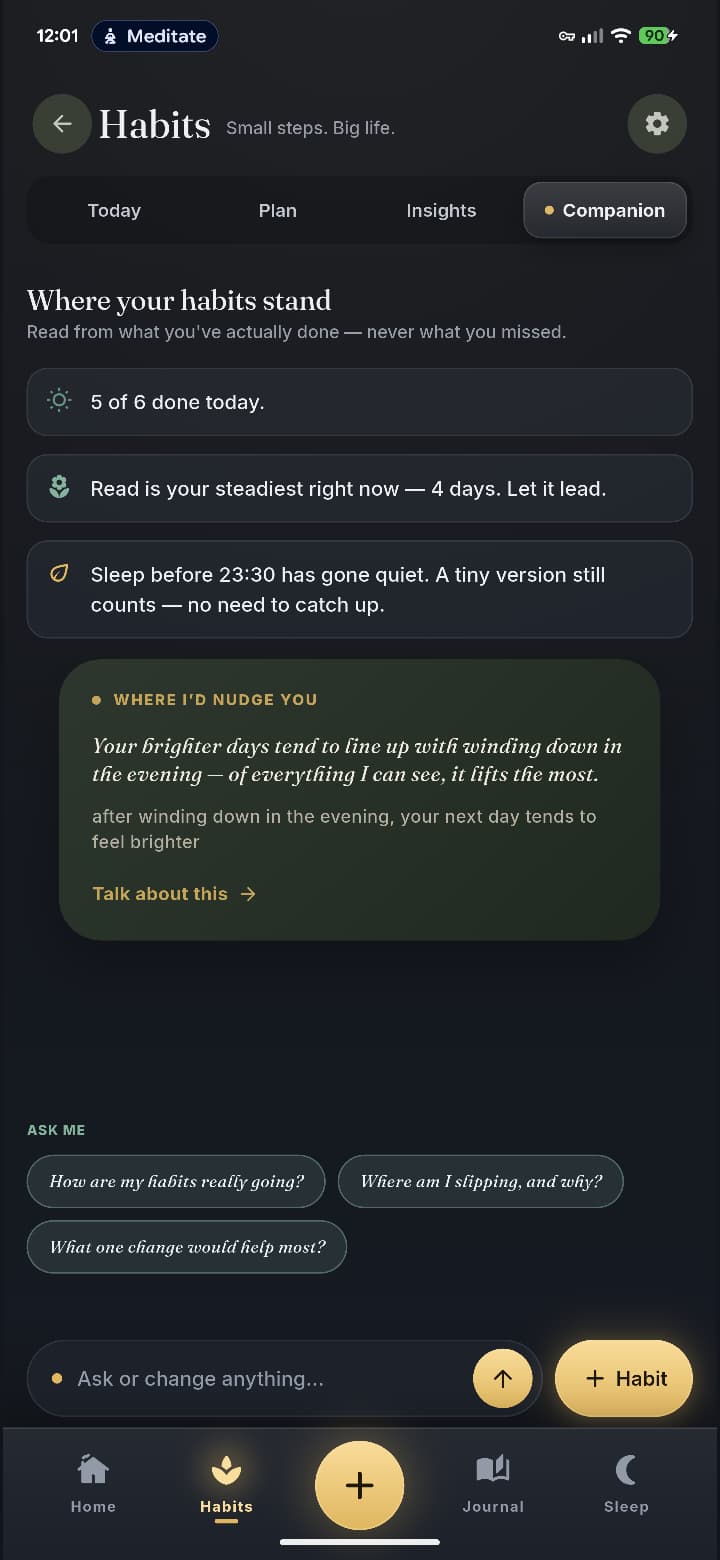 Ember habits companion screen